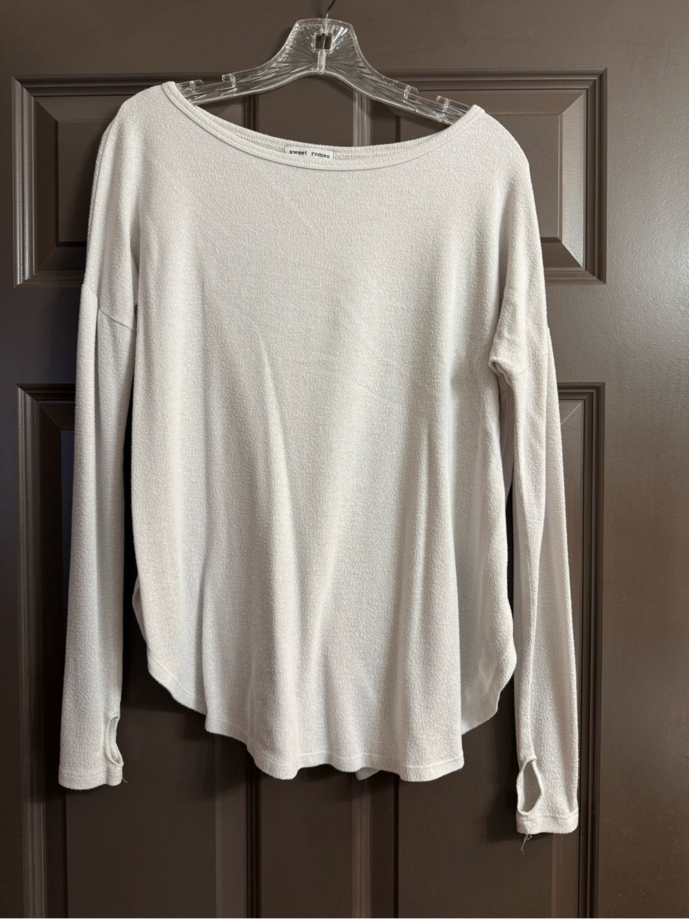 Sweet Romeo Light Cream Boatneck Long-Sleeve Top